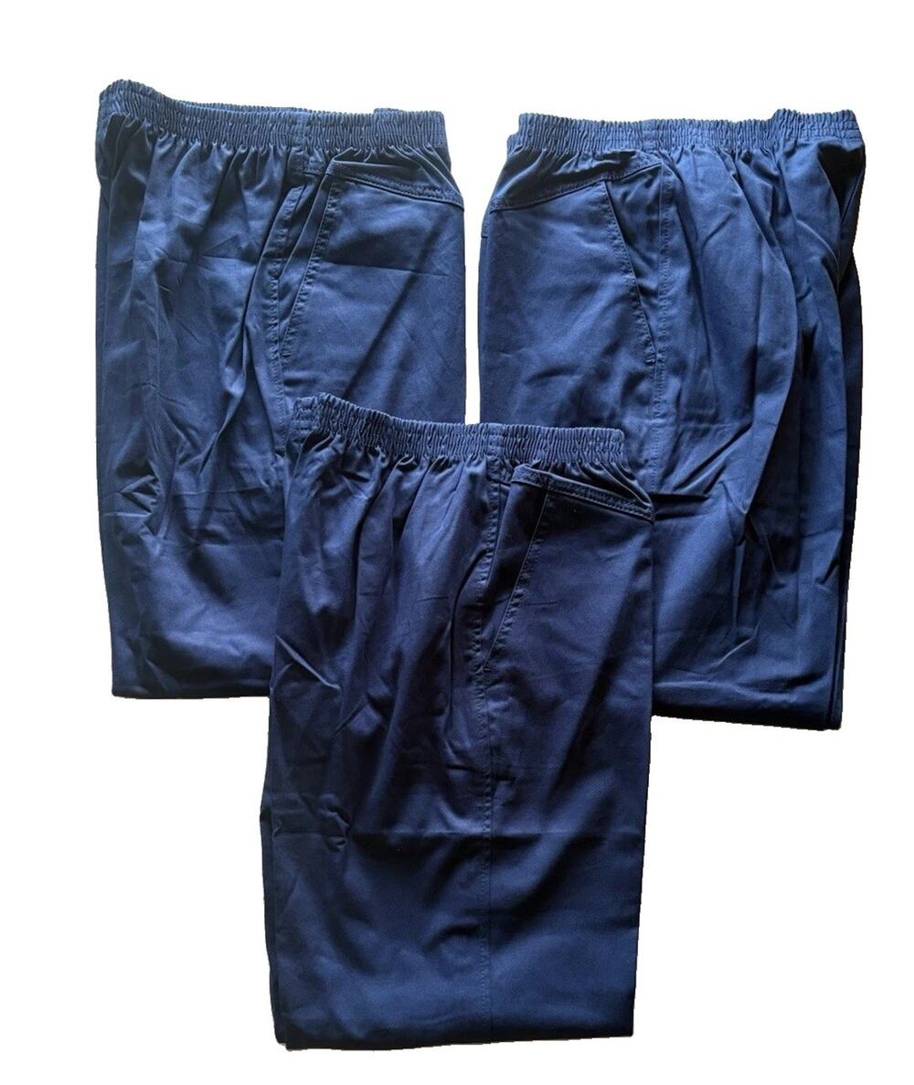 3 Pair American Sweetheart Blue Pants Cotton Elastic Waist Pockets Women's 14